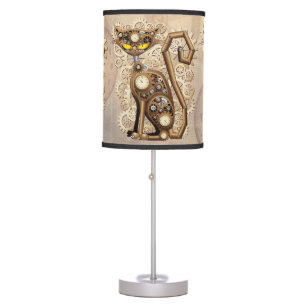 Cat Steampunk Vintage Retro Style Machine Table Lamp