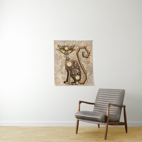 Cat Steampunk Vintage Retro Style Machine  Tapestry