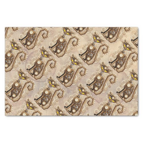 Cat Steampunk Vintage Retro Style Machine  Tissue Paper