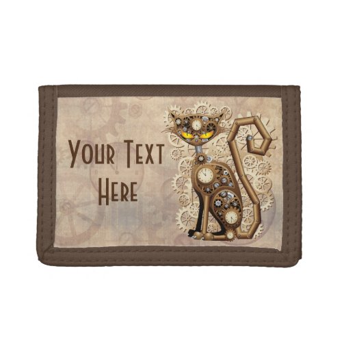 Cat Steampunk Vintage Retro Style Machine  Trifold Wallet