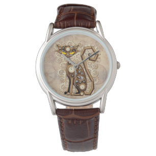 Cat Steampunk Vintage Retro Style Machine Watch