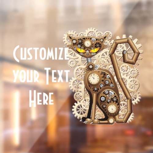 Cat Steampunk Vintage Retro Style Machine  Window Cling