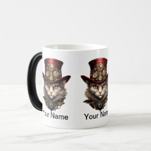 Cat Steampunk with red top hat Magic Mug
