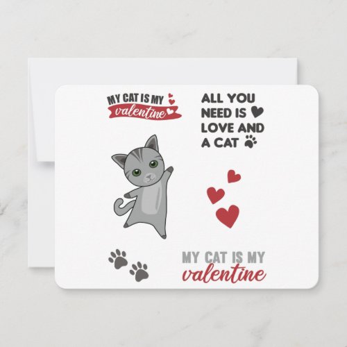 Cat Sticker Set My Cat Is My Valentine Holiday Card