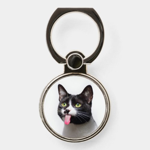 Cat Sticking Tongue Out Fun Animal Phone Ring Stand