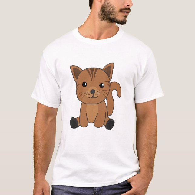 Cat Stitched Sweet Cats Kitten T-Shirt (Front)