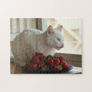 Cat & Strawberries Puzzle! Jigsaw Puzzle