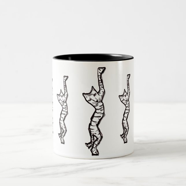 Cat Stretch! Two-Tone Coffee Mug (Center)