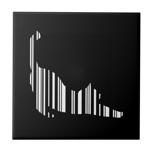 CAT STRETCHING BAR CODE Pet Barcode Pattern Ceramic Tile (Front)
