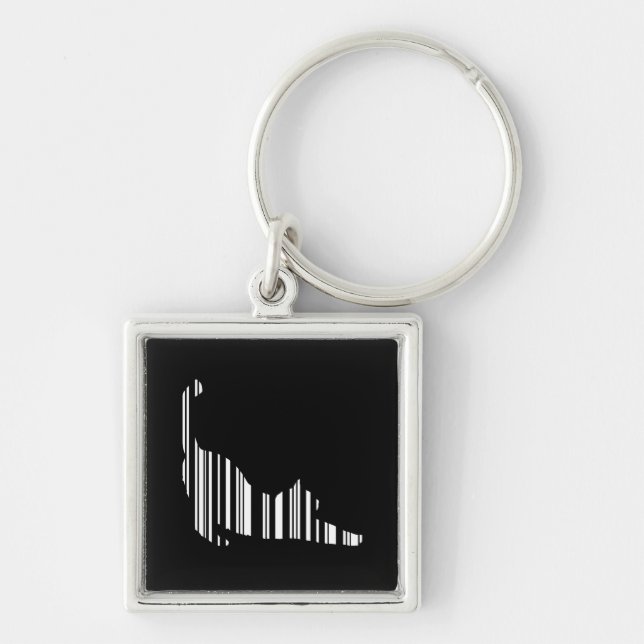 CAT STRETCHING BAR CODE Pet Barcode Pattern Keychain (Front)