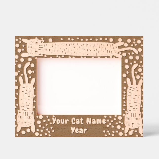 Cat Stretching Engraved Frames (Front)