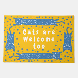 Cat Stretching Mustard Door Mat