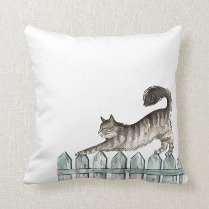 Cat Stretching Throw Pillow