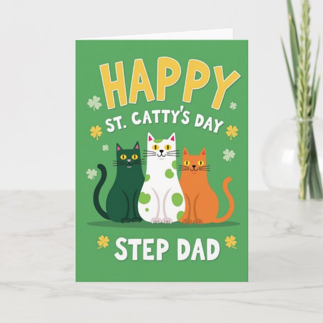 Cat Stripes Step Dad Happy Card (Front)