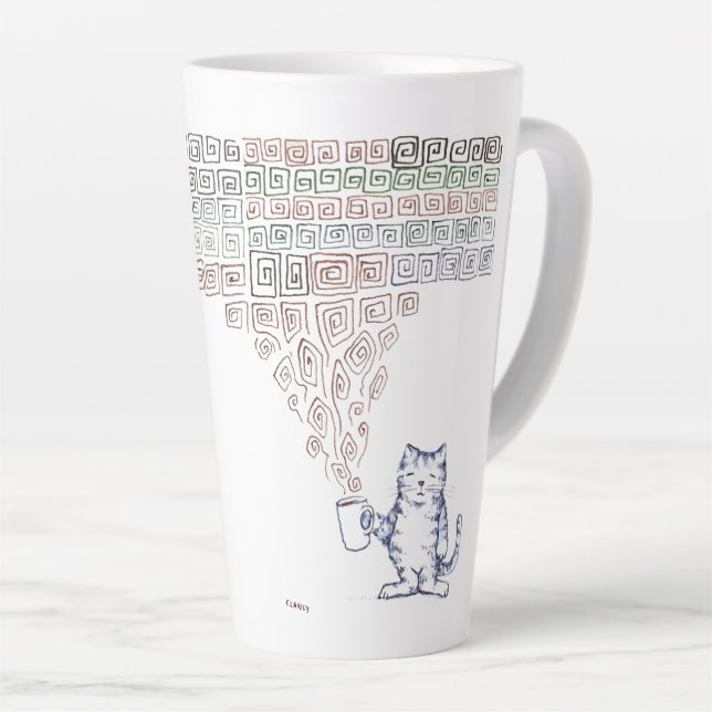 Cat Strong Coffee Latte Mug (Right Angle)