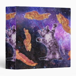 Cat struck bacon with laser eye 3 ring binder