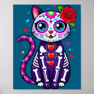 Cat Sugar Skull Cute Cat For Cat Lover Cat-m  Poster