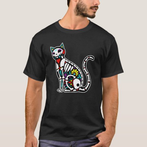 Cat Sugar Skull Kitten X Ray Mexican Cool Christma T_Shirt