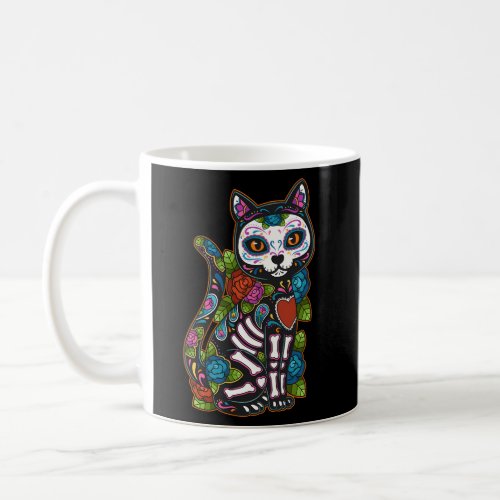 Cat Sugar Skull Mexico Calavera Dia De Los Muertos Coffee Mug