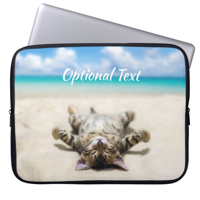 Cat Sunbathing at the Beach  Laptop Sleeve (Front)