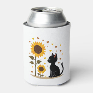 Cat Sunflower Christmas Tree Sun Flower Cat Lover Can Cooler