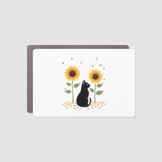 Cat Sunflower Christmas Tree Sun Flower Cat Lover  Car Magnet (Front)