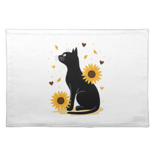 Cat Sunflower Christmas Tree Sun Flower Cat Lover Cloth Placemat