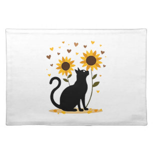 Cat Sunflower Christmas Tree Sun Flower Cat Lover Cloth Placemat