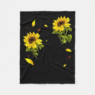Cat Sunflower Christmas Tree Sun Flower Cat Lover Fleece Blanket