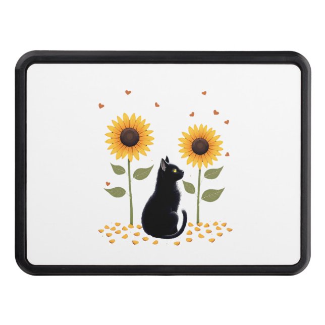 Cat Sunflower Christmas Tree Sun Flower Cat Lover  Hitch Cover (Front)