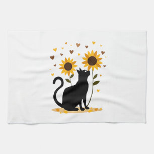 Cat Sunflower Christmas Tree Sun Flower Cat Lover  Kitchen Towel