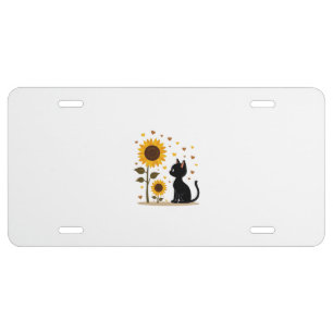 Cat Sunflower Christmas Tree Sun Flower Cat Lover License Plate