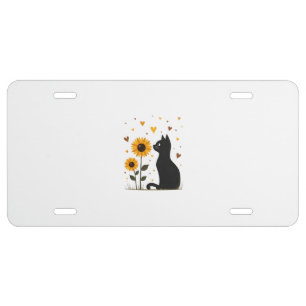 Cat Sunflower Christmas Tree Sun Flower Cat Lover License Plate