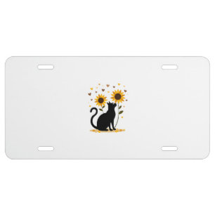 Cat Sunflower Christmas Tree Sun Flower Cat Lover License Plate