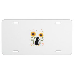 Cat Sunflower Christmas Tree Sun Flower Cat Lover License Plate