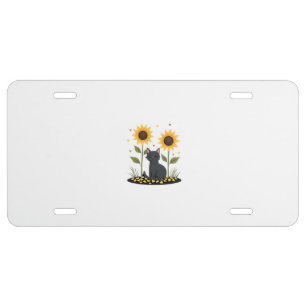 Cat Sunflower Christmas Tree Sun Flower Cat Lover License Plate