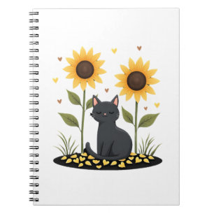 Cat Sunflower Christmas Tree Sun Flower Cat Lover Notebook