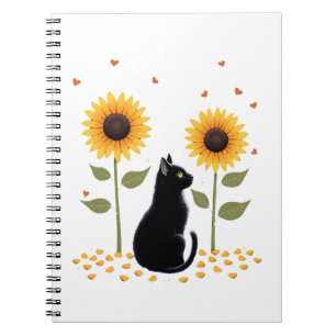 Cat Sunflower Christmas Tree Sun Flower Cat Lover Notebook