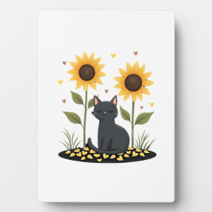 Cat Sunflower Christmas Tree Sun Flower Cat Lover Plaque