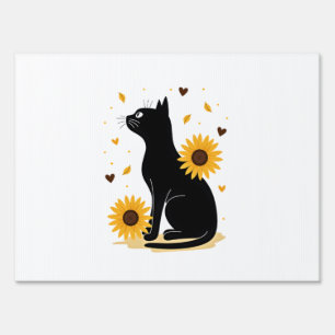 Cat Sunflower Christmas Tree Sun Flower Cat Lover Sign