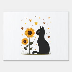 Cat Sunflower Christmas Tree Sun Flower Cat Lover Sign