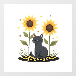 Cat Sunflower Christmas Tree Sun Flower Cat Lover Wall Decal