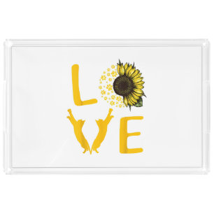 Cat Sunflower Gifts For Cat Lovers Cat Mom Acrylic Tray