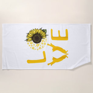 Cat Sunflower Gifts For Cat Lovers Cat Mom Beach Towel