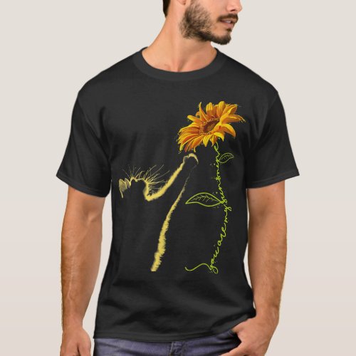 Cat Sunflower Gifts For Cat Lovers Cat Mom Cat Lad T_Shirt