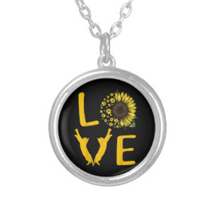 Cat Sunflower Gifts For Cat Lovers, Cat Mom Silver Plated Necklace