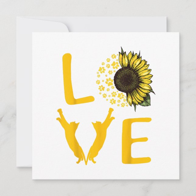 Cat Sunflower Gifts For Cat Lovers Cat Mom Thank You Card (Front)