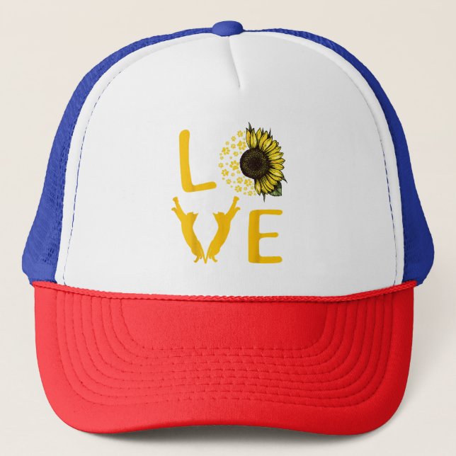 Cat Sunflower Gifts For Cat Lovers Cat Mom Trucker Hat (Front)