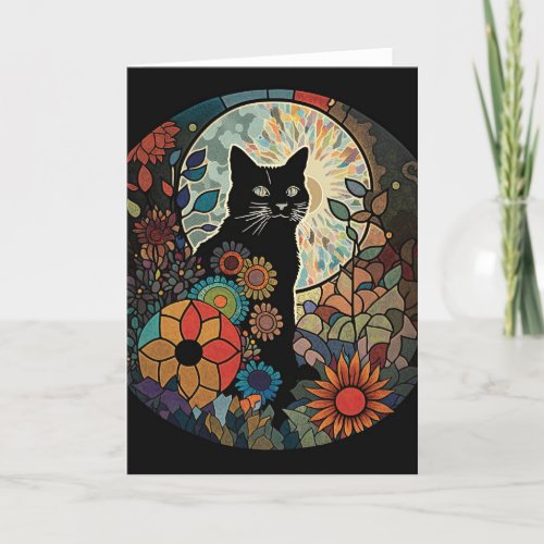 Cat Sunflower Mosaic Thank You Card