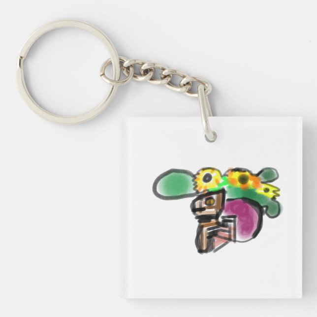 Cat sunflowers fun keychain (Front)
